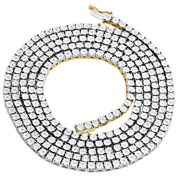 Men's Baguette Iced Out Solitaire White Finish One Row Tennis Link Necklace Men's Baguette Iced Out Solitaire White Finish One Row Tennis Link Necklace